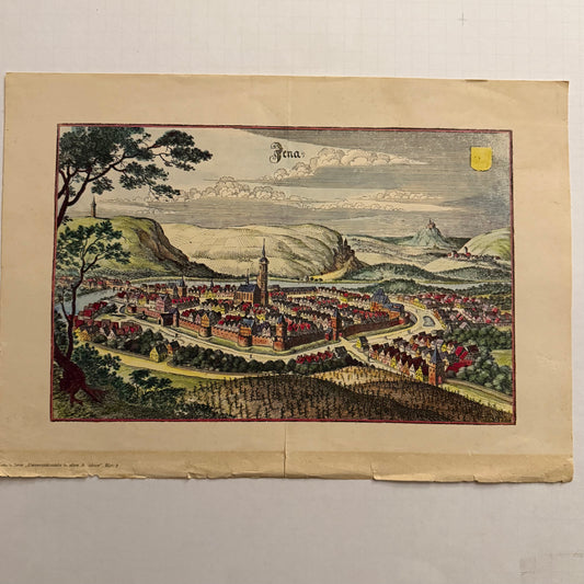 Vintage Color Lithograph “Jena” — Saxonia Series Historic City Views (c. 1950s)