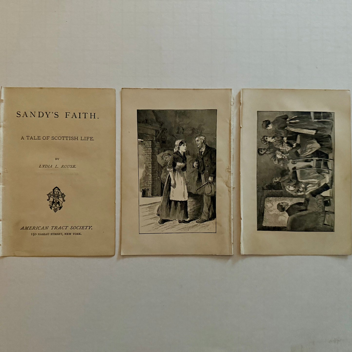Sandy’s Faith — Lydia L. Rouse (c. 1881) Title page + 2 illustrated leaves