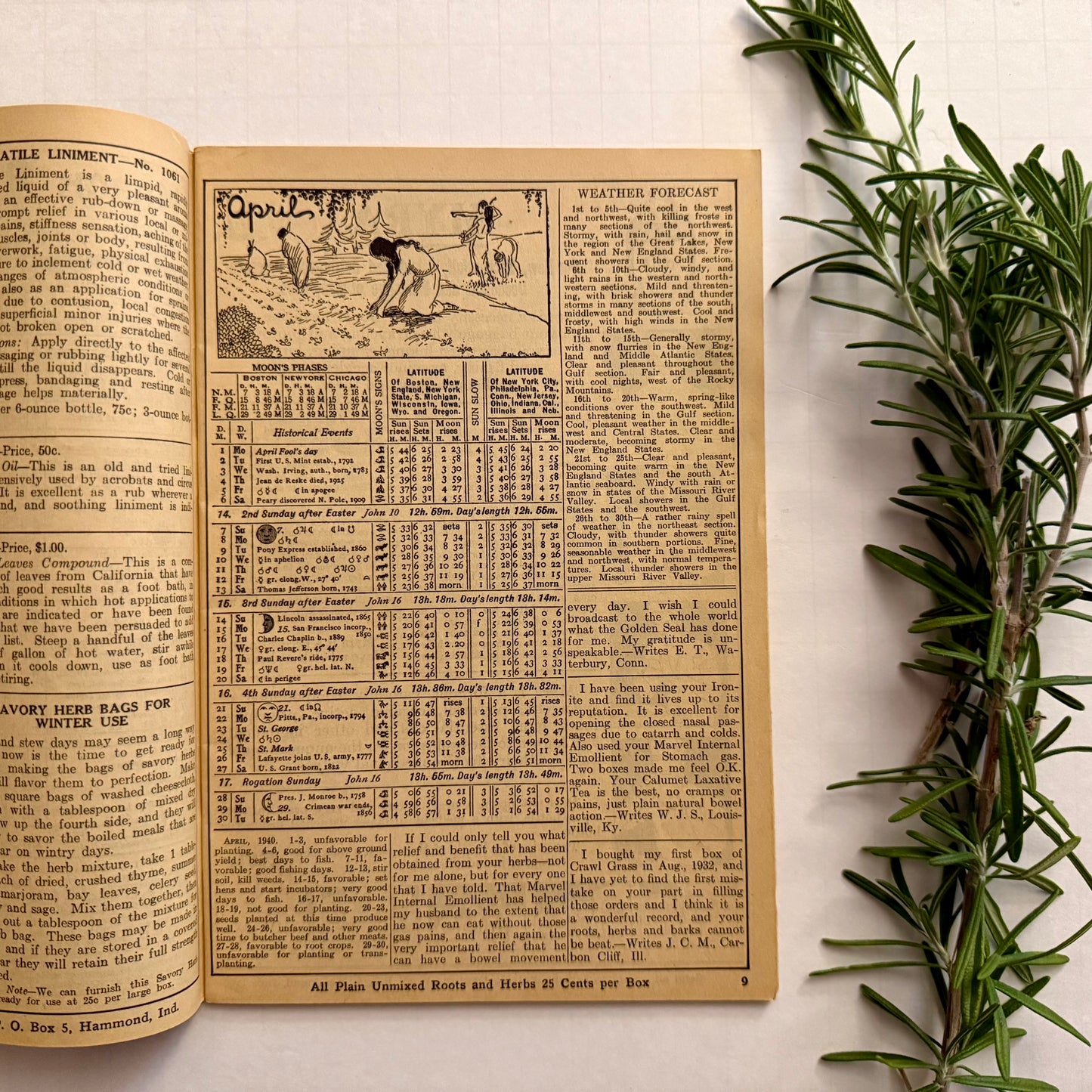 The Herbalist Almanac - 1940 Edition