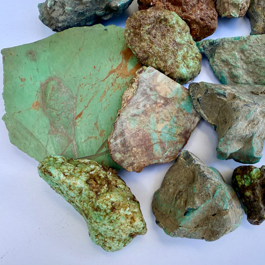 Rough Natural Turquoise Stones – Untreated Mineral Specimens (Mixed Grades) - 8 oz. Set