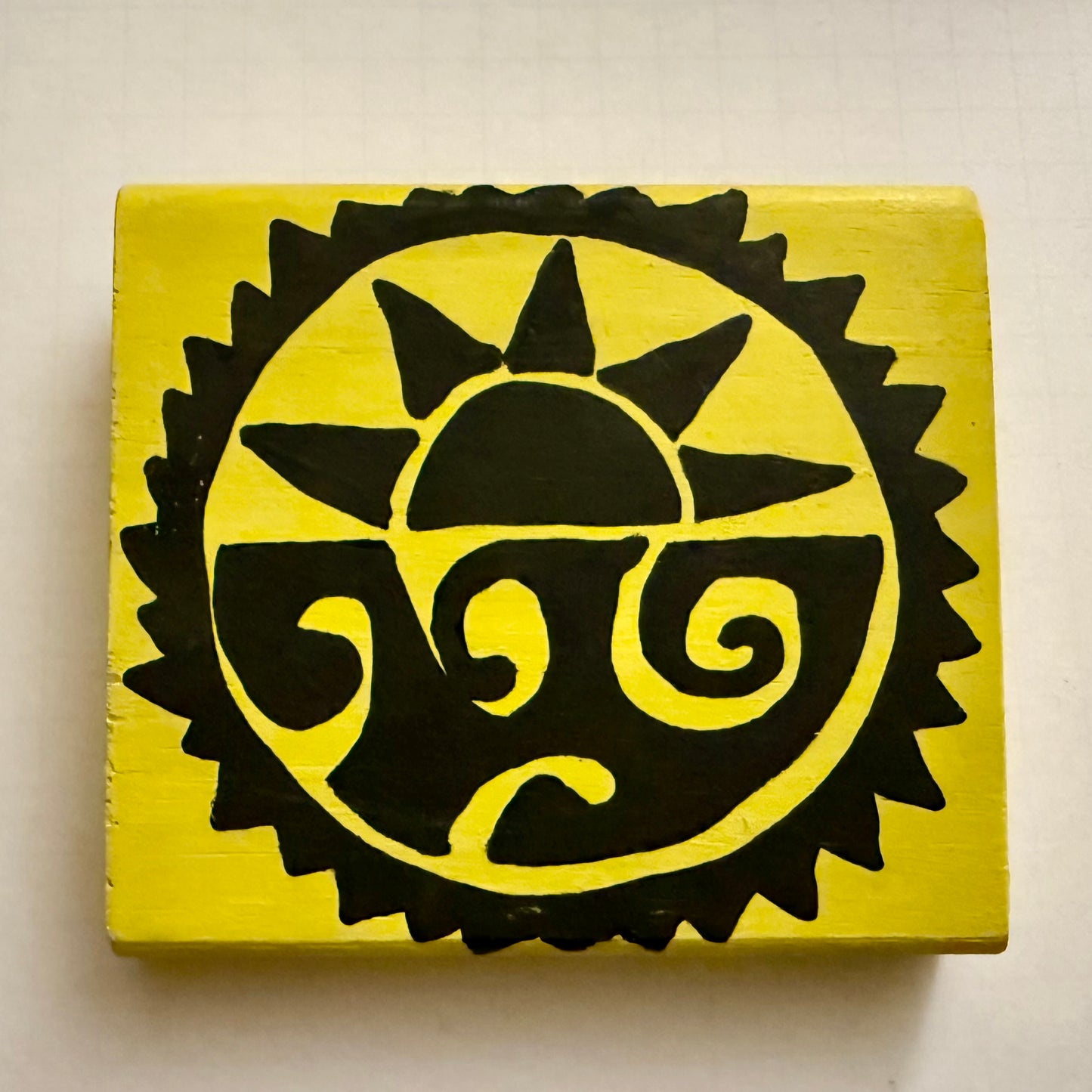 Sun Over Sea – Hand-Painted Wooden Art Block (6” x 5” x 1”)