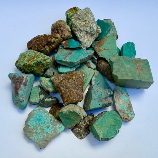 Rough Natural Turquoise Stones – Untreated Mineral Specimens (Mixed Grades) - 8 oz. Set