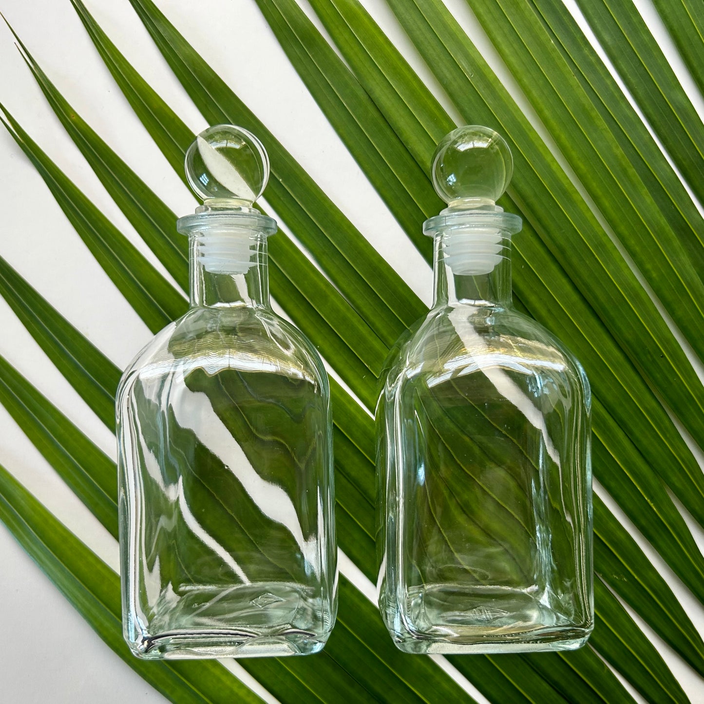 9 oz. Square Glass Bottle with Glass Ball Stopper