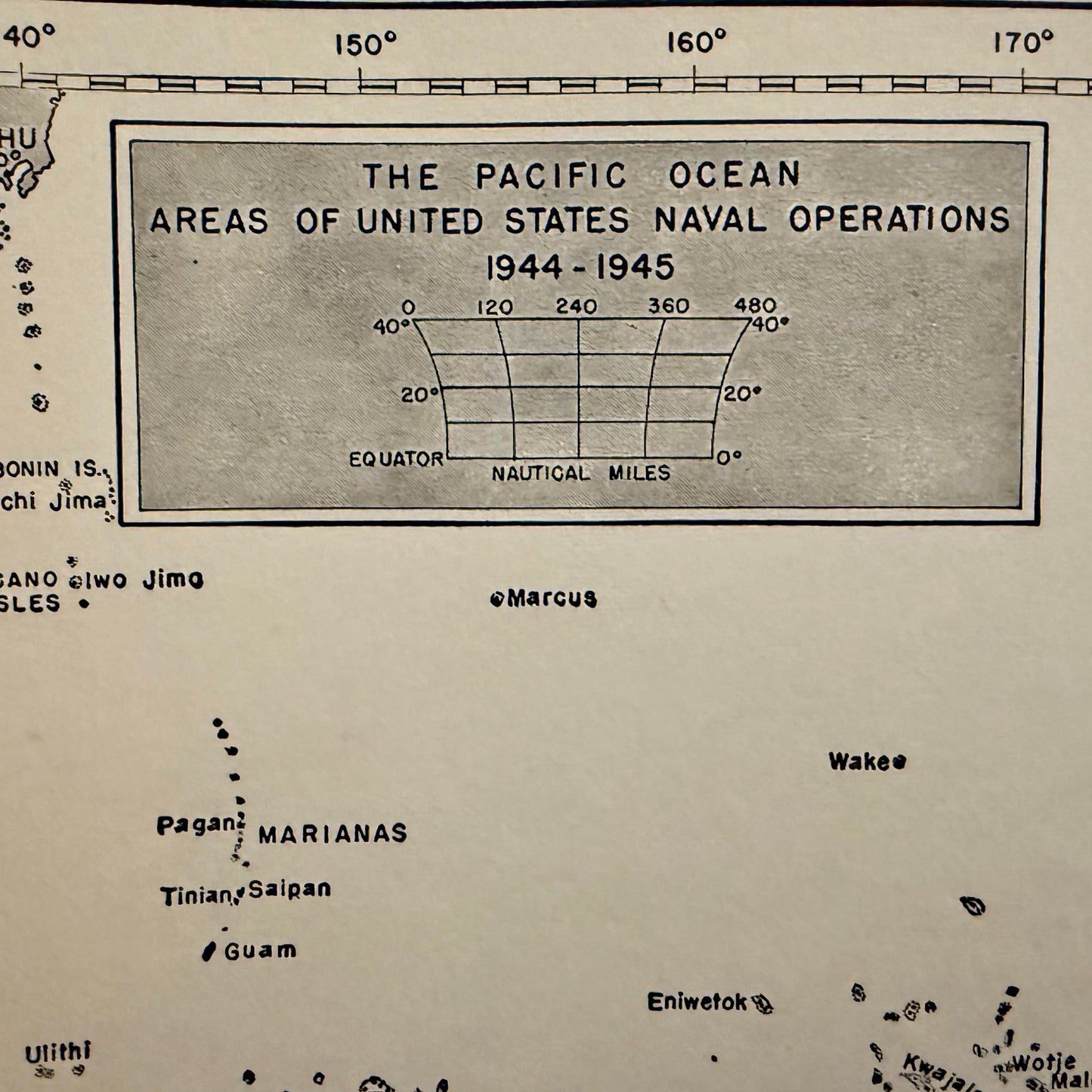 1940s Pacific Naval Operations Map — Original WWII-Era Fold-Out Print