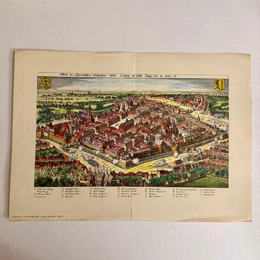 Vintage Color Lithograph “Leipzig” — Saxonia Series Historic City Views (c. 1950s)