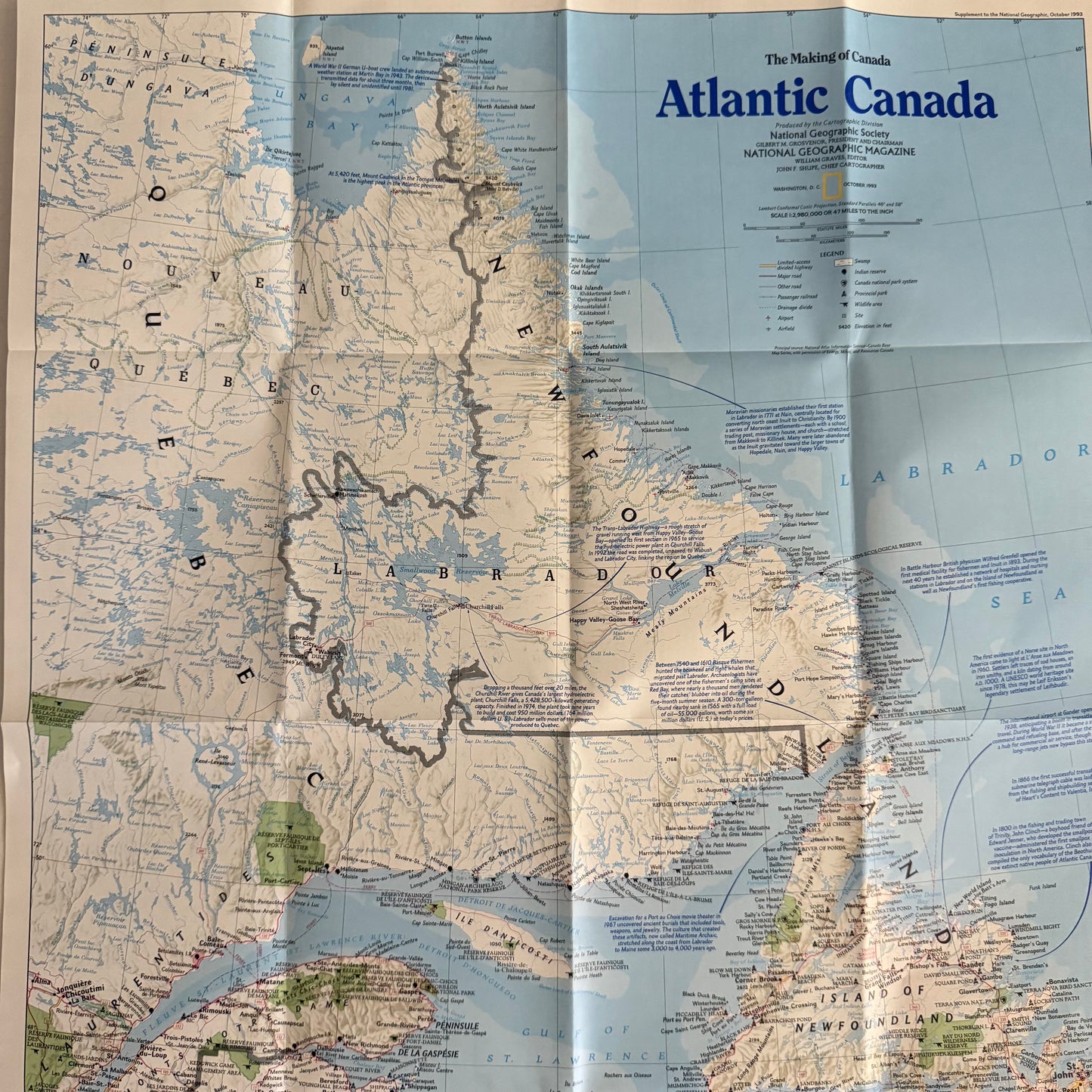 National Geographic Map – “Atlantic Canada” (October 1993) | Vintage Cartographic Supplement