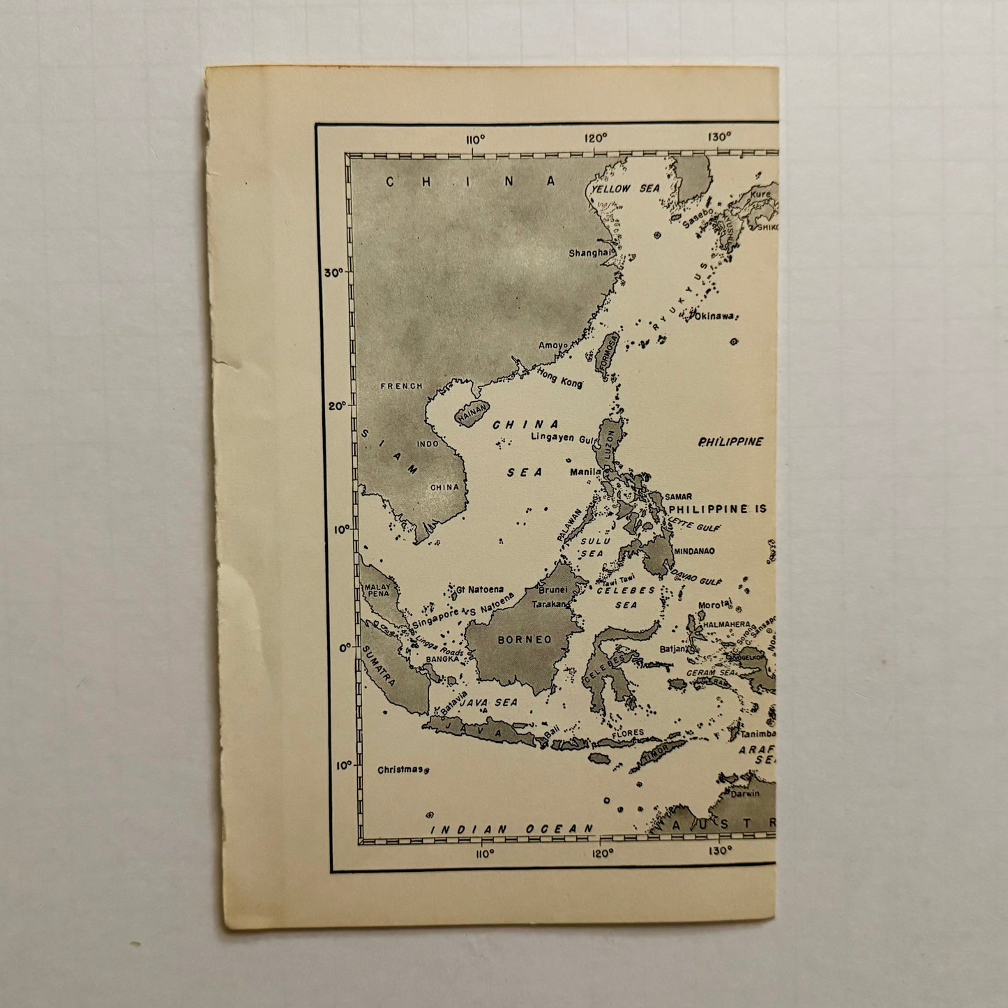 1940s Pacific Naval Operations Map — Original WWII-Era Fold-Out Print