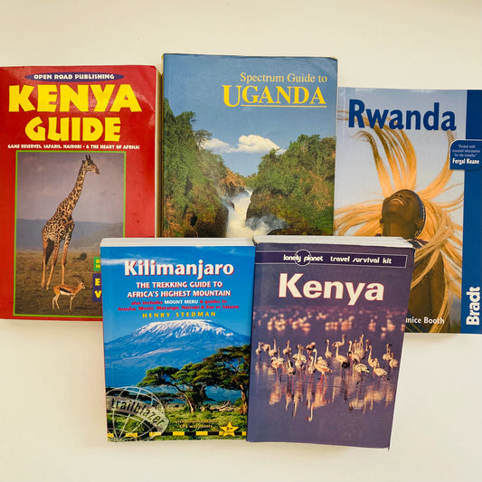 Africa Travel Guides, 5 Book Set, including 1 signed by author (used)
