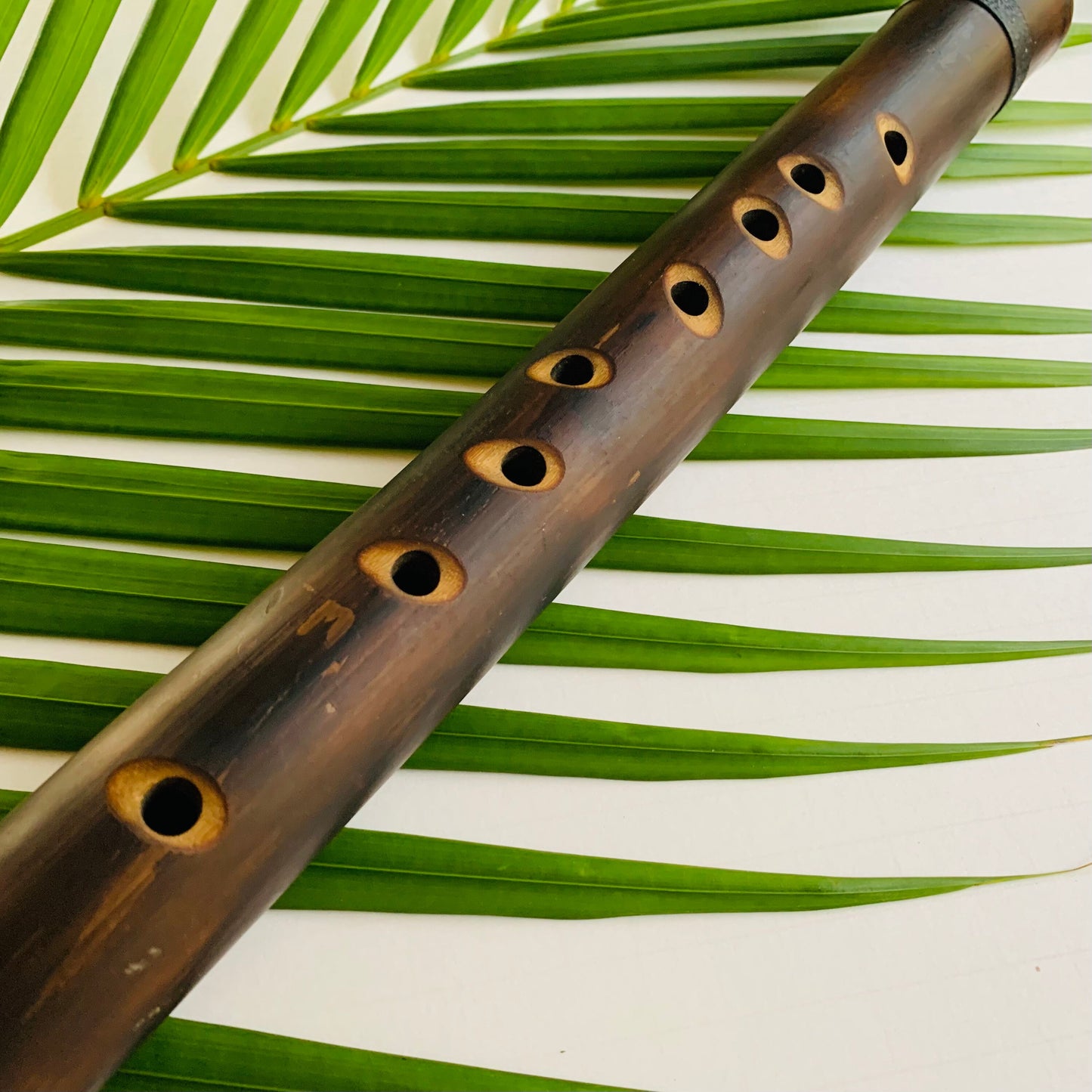 Native American style bamboo saxophone flute in the key of F with 1.5” Rico Reed