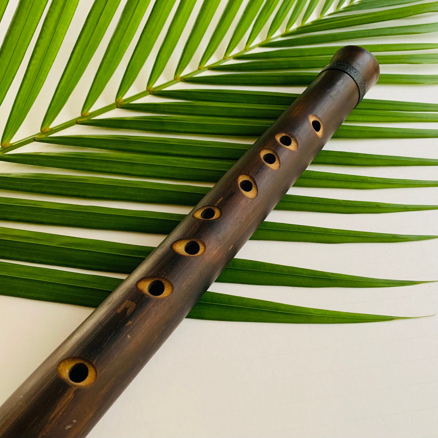 Native American style bamboo saxophone flute in the key of F with 1.5” Rico Reed