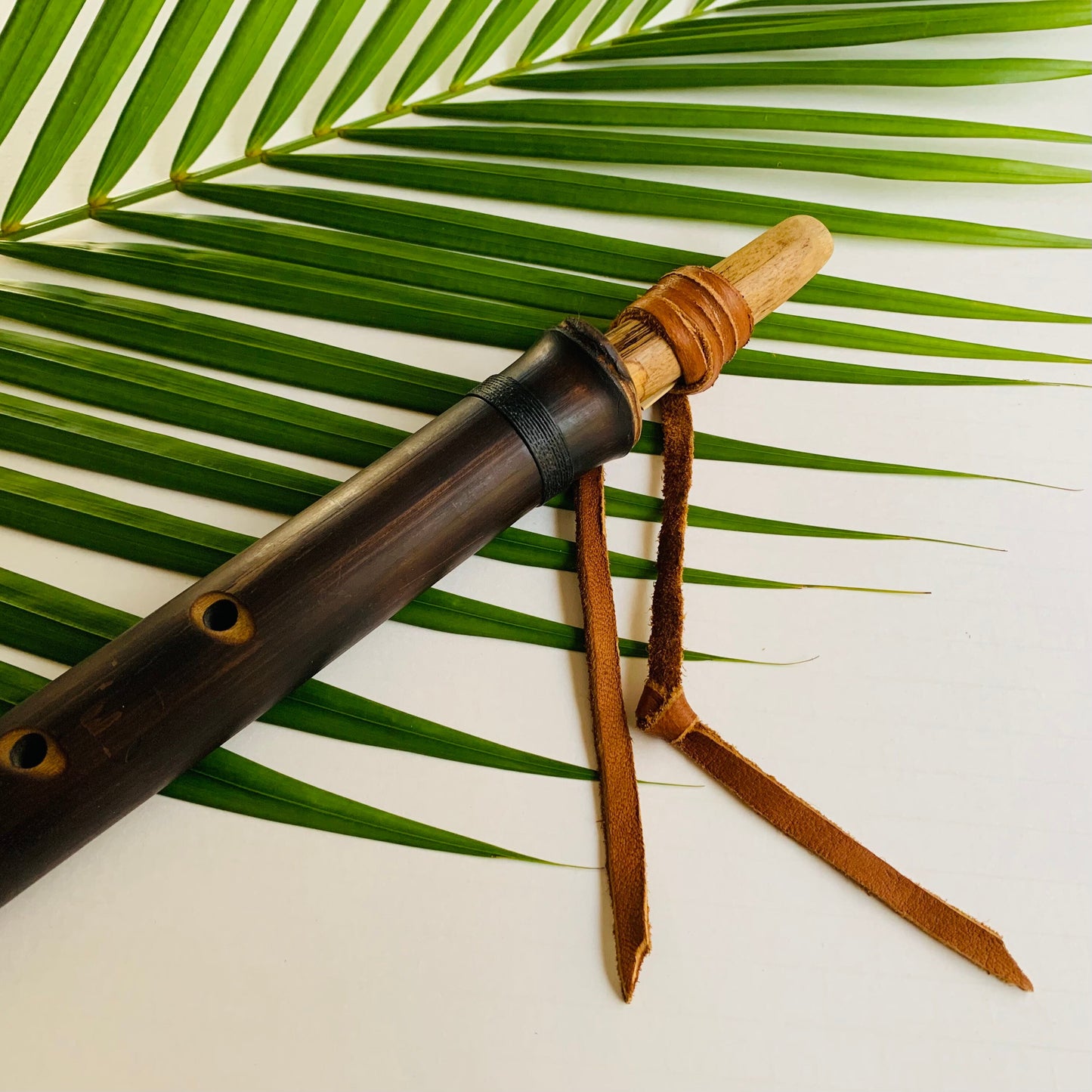 Native American style bamboo saxophone flute in the key of F with 1.5” Rico Reed