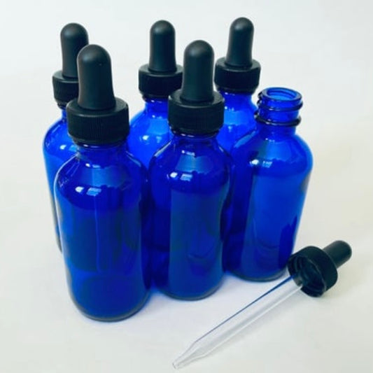 Cobalt Blue Dropper Bottles with Glass Dropper, 2 oz.