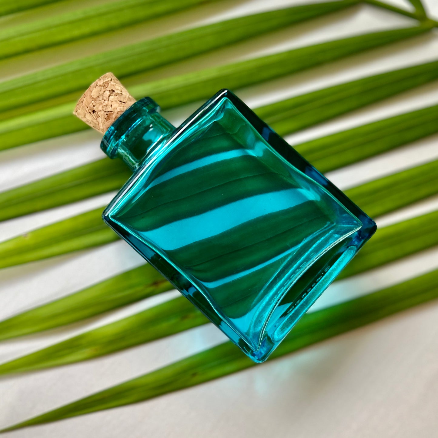 5 oz. Aqua Blue Rio Glass Bottle with cork stopper
