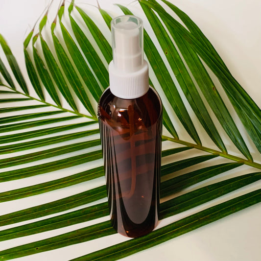 8 oz Amber Plastic Bottle with Fine Mist Sprayer Pump