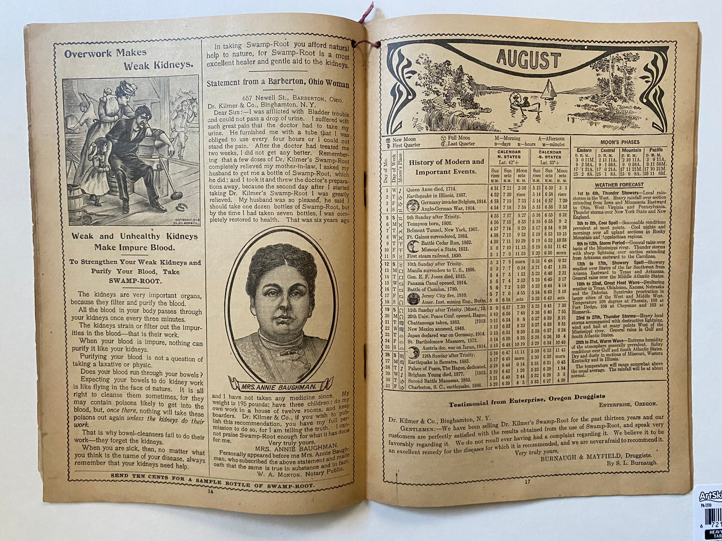Rare 1917 Swamp Root Almanac
