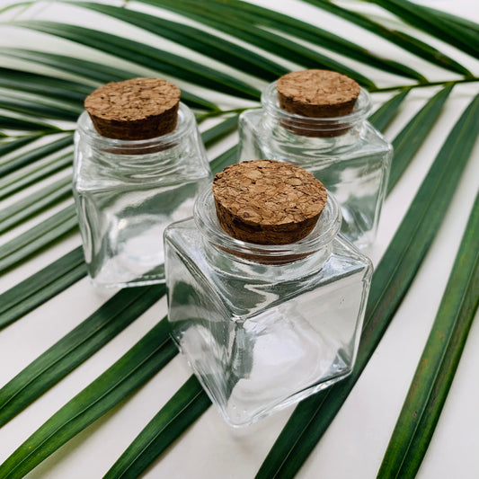 Mini Square Glass Jar with Cork Lid