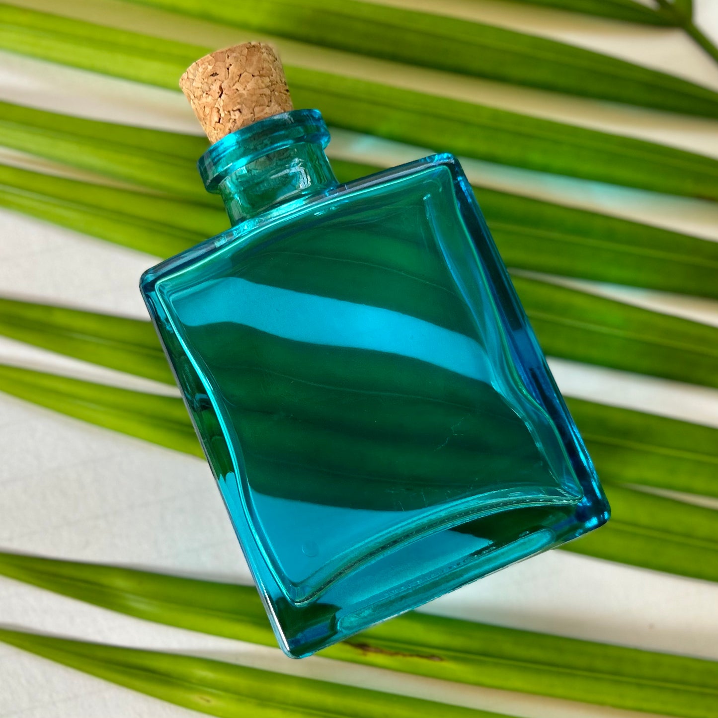 5 oz. Aqua Blue Rio Glass Bottle with cork stopper