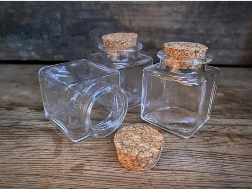 Mini Square Glass Bottles with Cork Lids