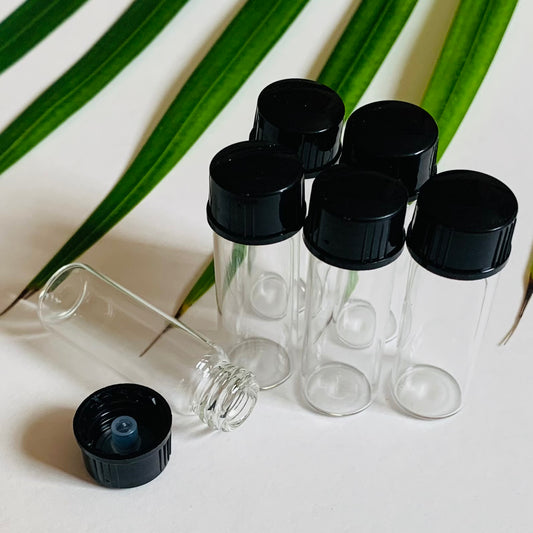 1 Dram Clear Vial with Cone Liner Black Caps