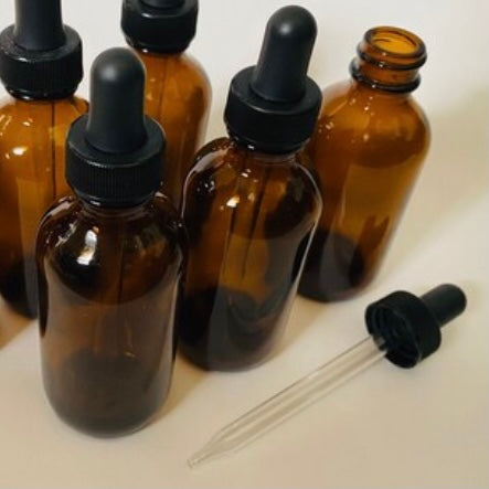 Amber Dropper Bottles with Glass Dropper, 2 oz.