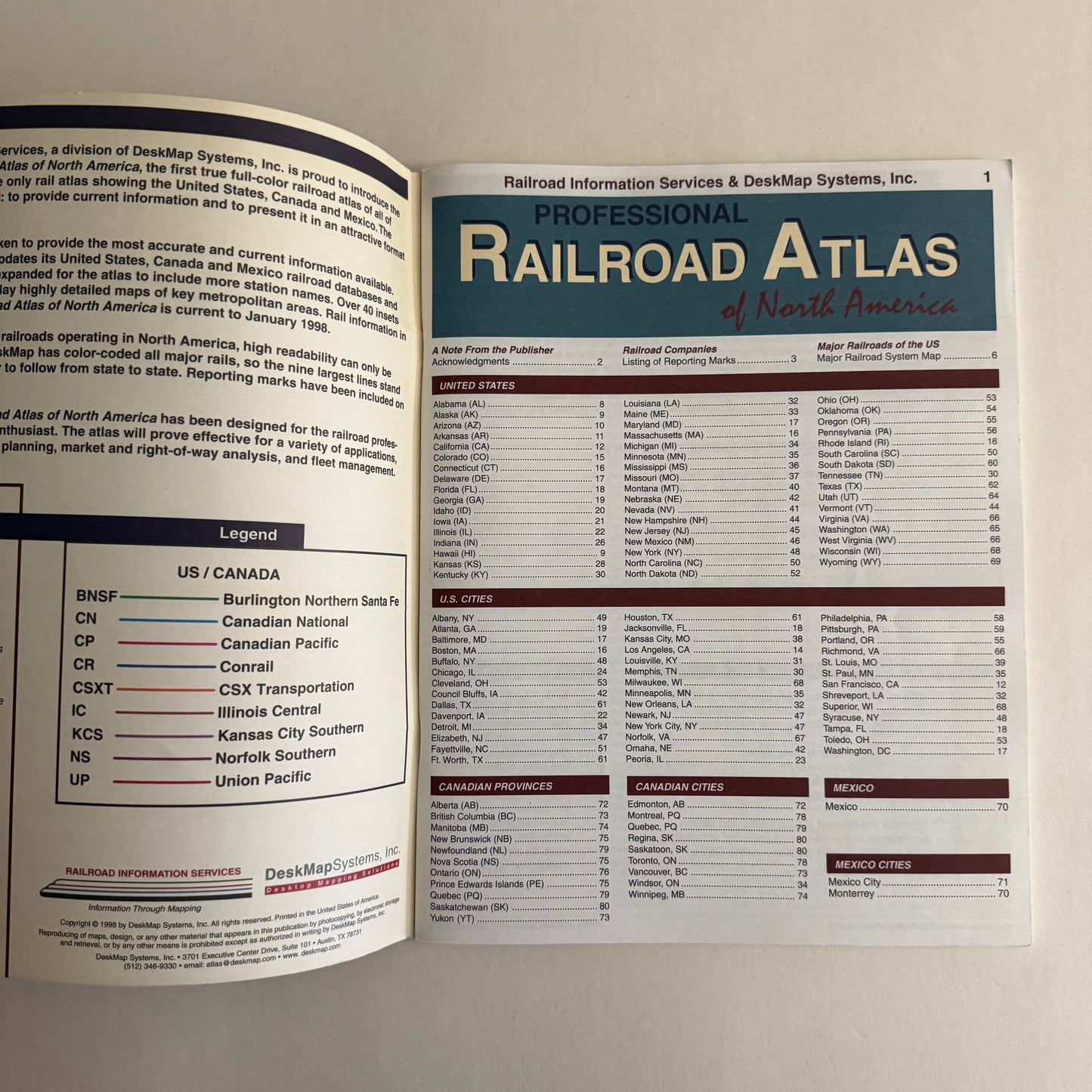 Professional Railroad Atlas of North America (First Edition)