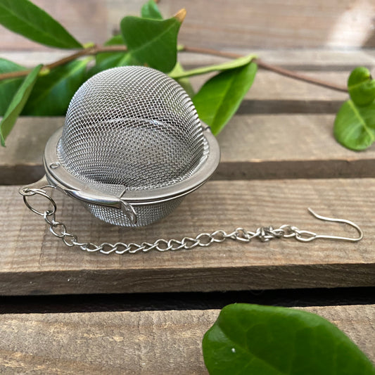 2” Stainless Steel Tea Ball Infuser — Fine Mesh Herbal Tea Strainer with Chain & Hook | Reusable Loose Leaf Steeper