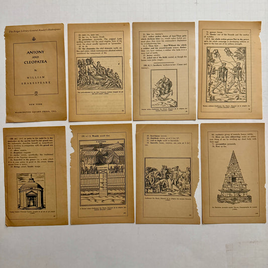 Antony and Cleopatra Vintage Shakespeare Pages — Illustrated Folger Edition | Set of 8 (c. mid-20th century)
