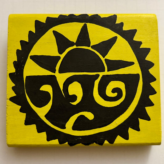 Sun Over Sea – Hand-Painted Wooden Art Block (6” x 5” x 1”)