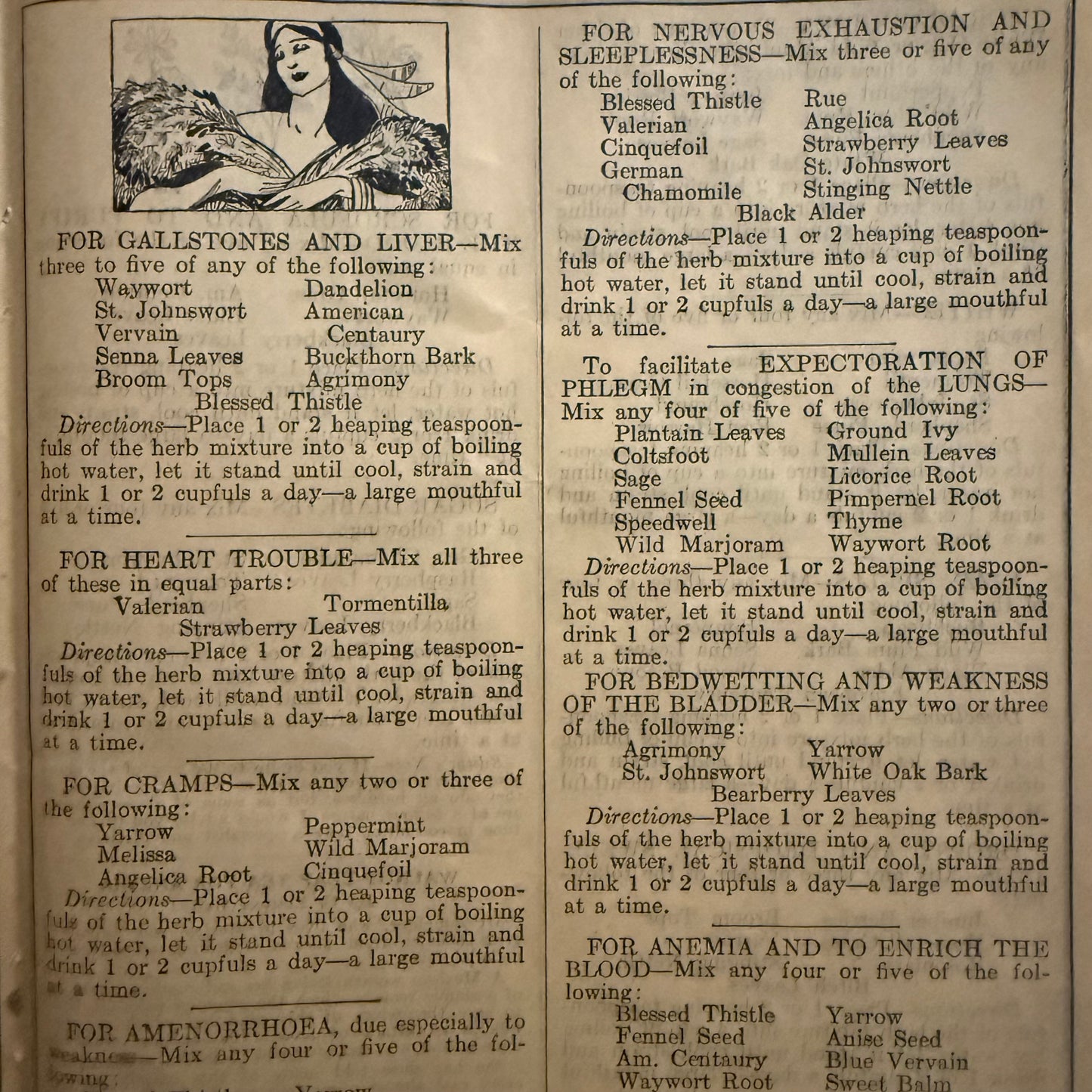 1933 Herbalist Almanac November Pages — Vintage Herbal Remedies, Moon Chart & Folk Medicine Ephemera