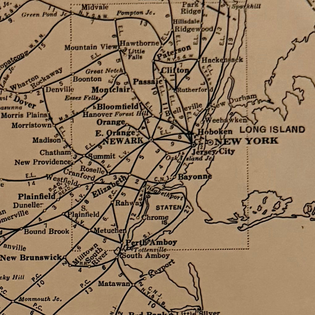 Vintage 1970s Rand McNally Railroad Map – New Jersey/ New Hampshire (Double-Sided) | Historic Train Routes | Frameable Cartography Print