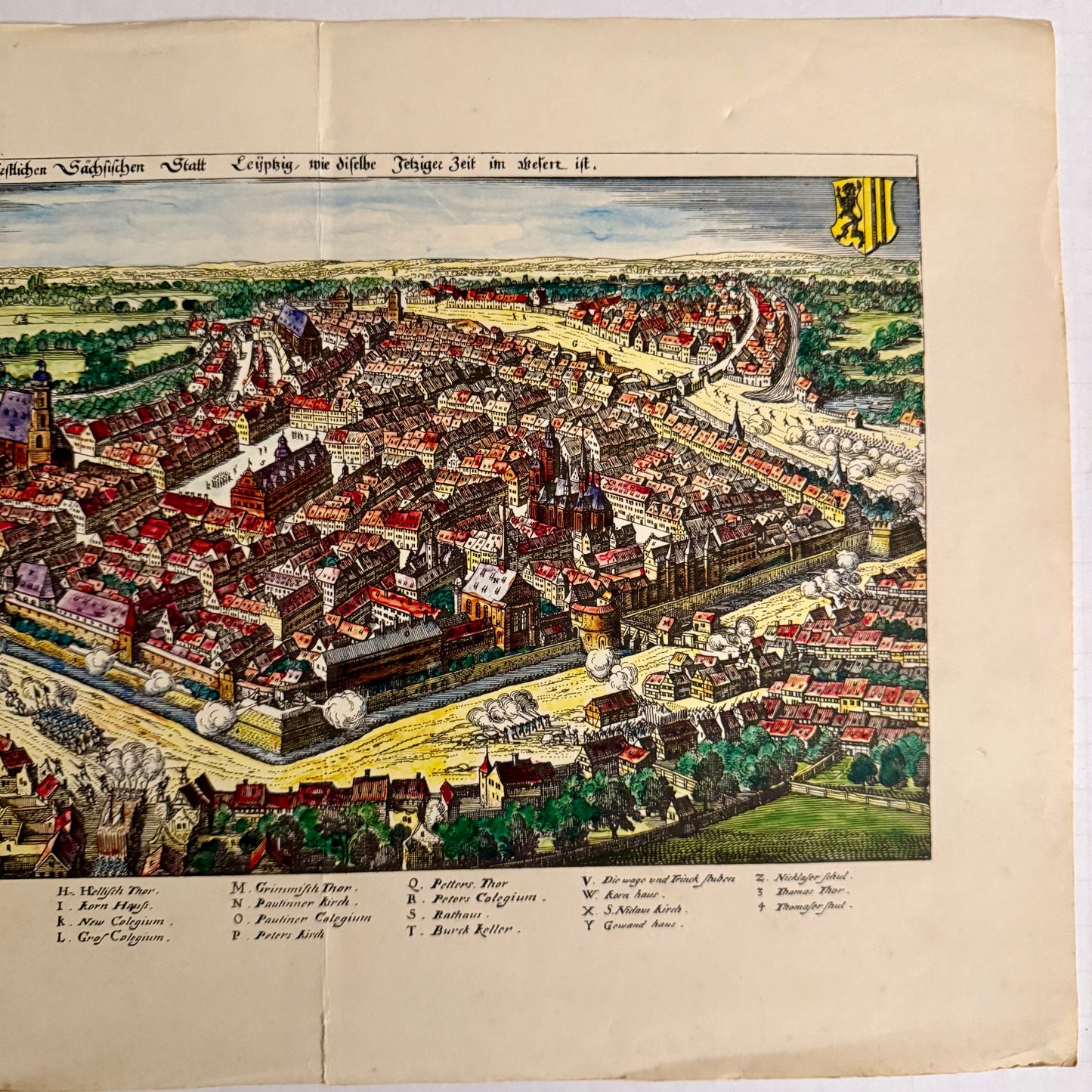Vintage Color Lithograph “Leipzig” — Saxonia Series Historic City Views (c. 1950s)