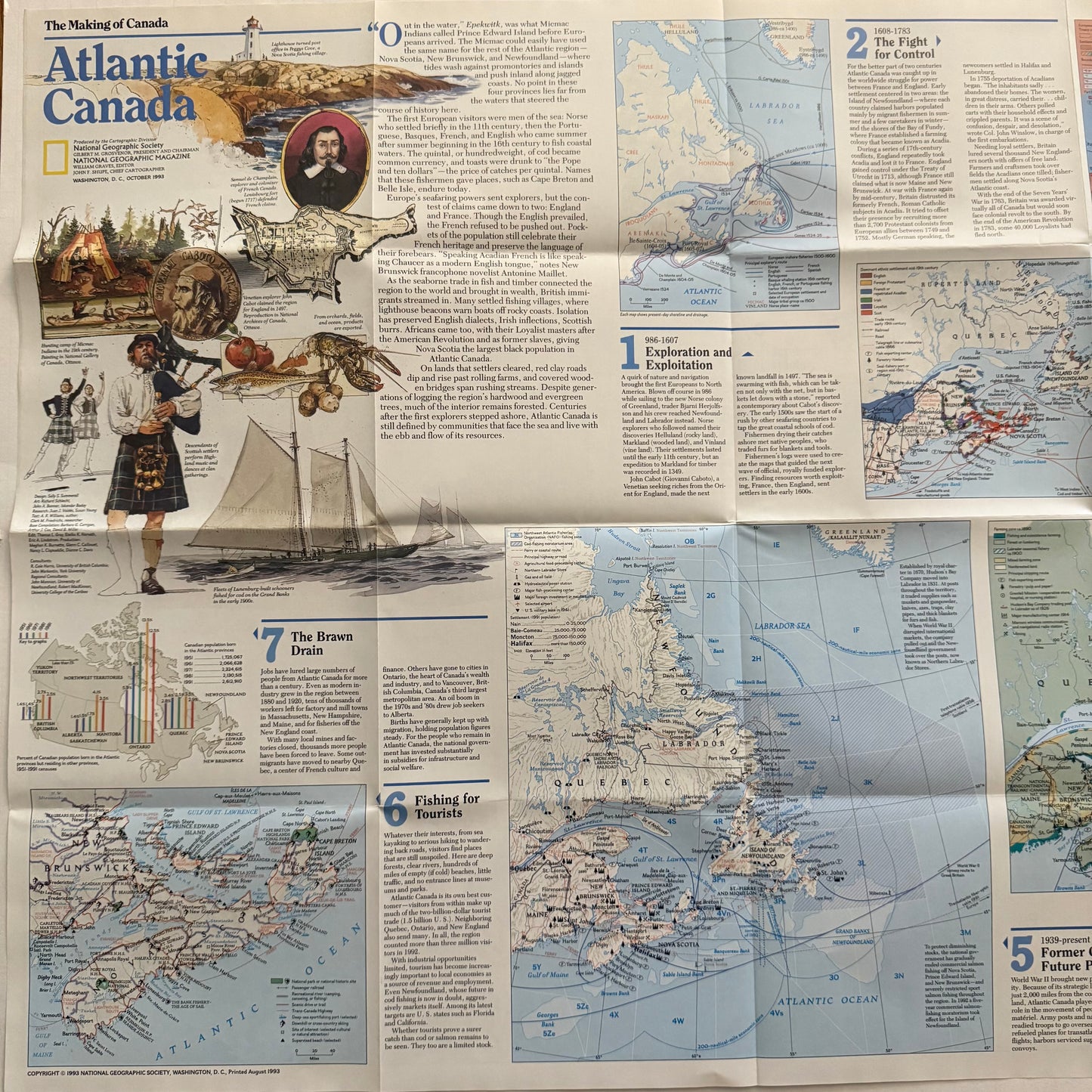 National Geographic Map – “Atlantic Canada” (October 1993) | Vintage Cartographic Supplement