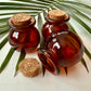 Mini Round Amber Glass Jar with Cork Lid