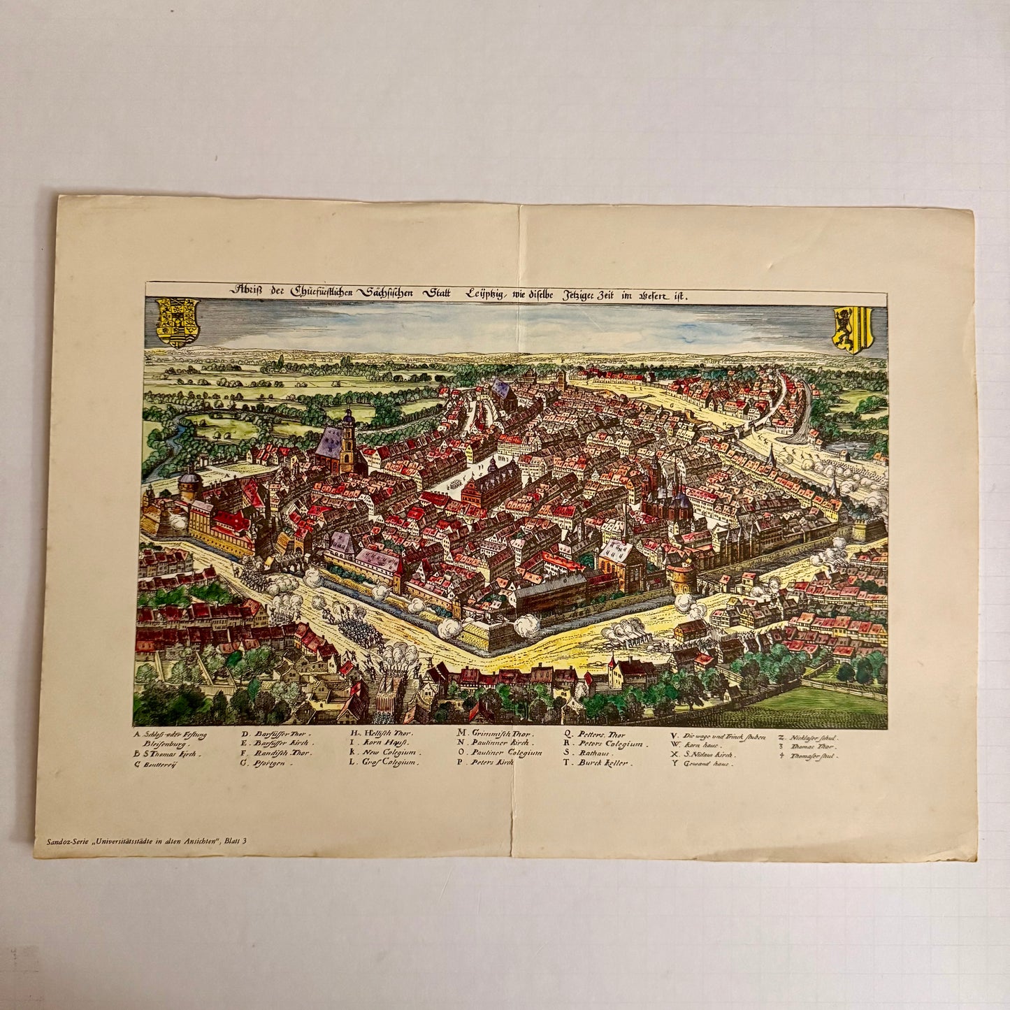 Vintage Color Lithograph “Leipzig” — Saxonia Series Historic City Views (c. 1950s)