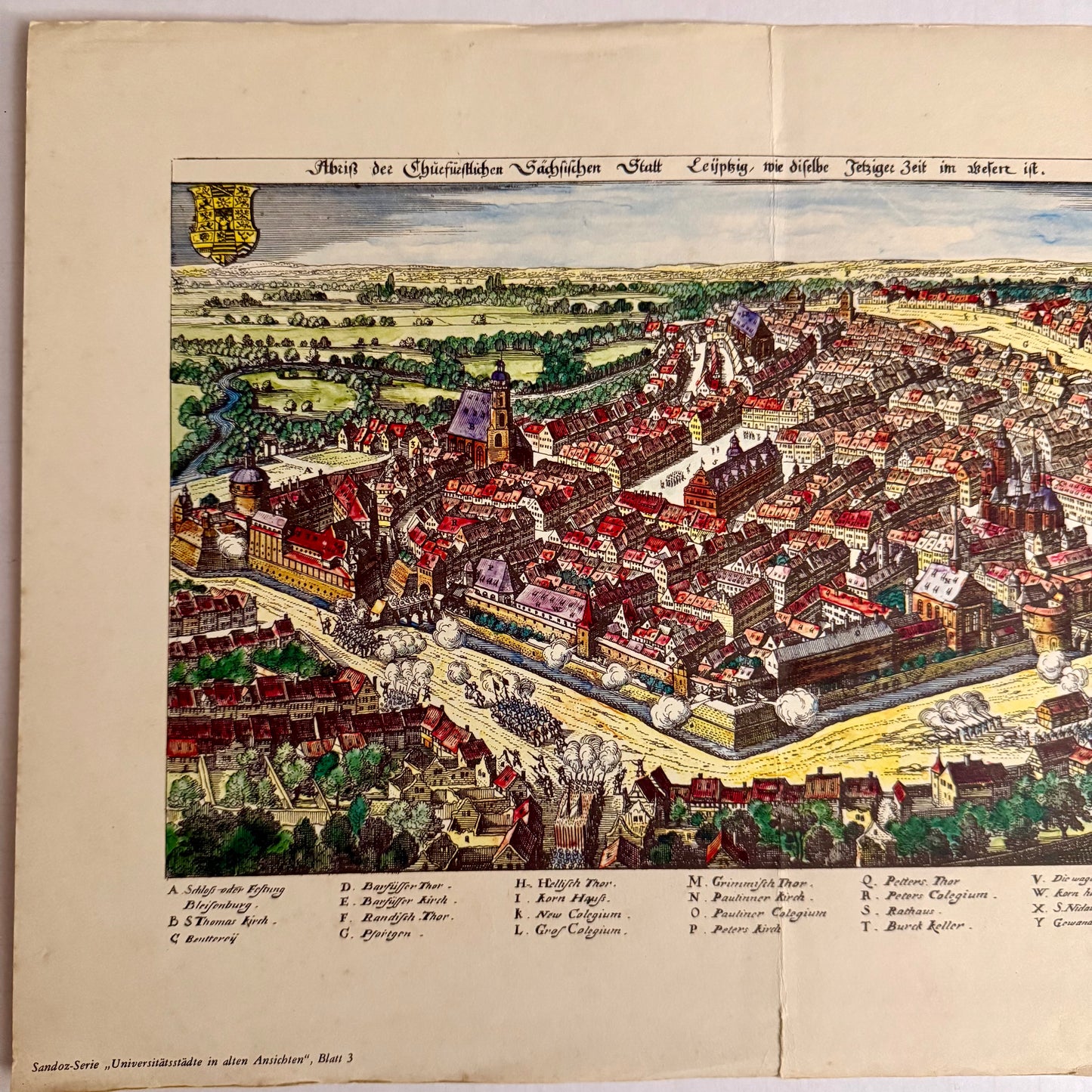 Vintage Color Lithograph “Leipzig” — Saxonia Series Historic City Views (c. 1950s)
