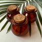 Mini Round Amber Glass Jar with Cork Lid