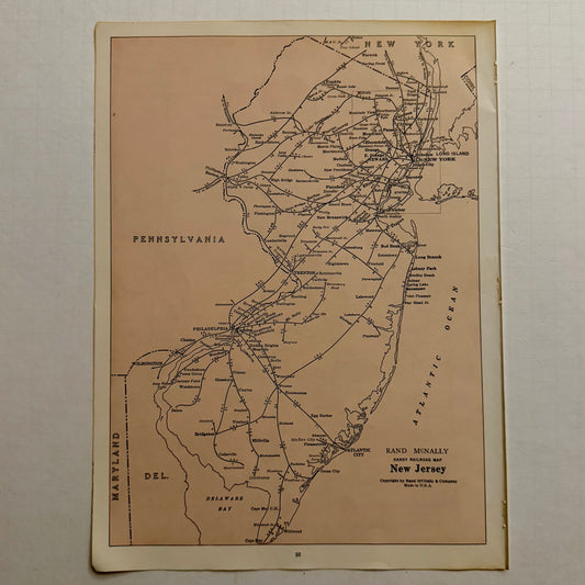 Vintage 1970s Rand McNally Railroad Map – New Jersey/ New Hampshire (Double-Sided) | Historic Train Routes | Frameable Cartography Print