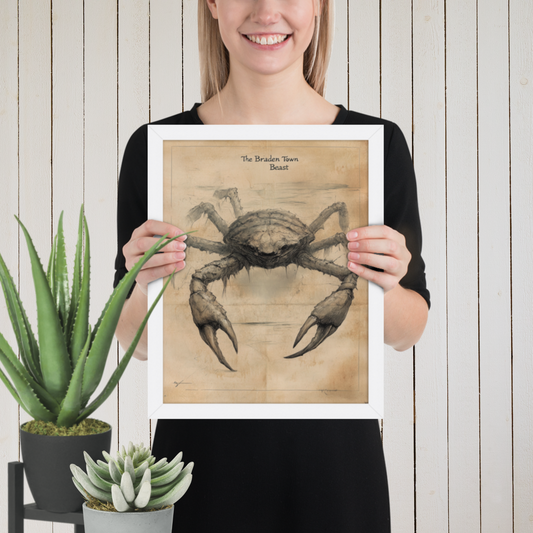 The Braden Town Beast Framed Poster, Florida Cryptid Art, Coastal Folklore Wall Art