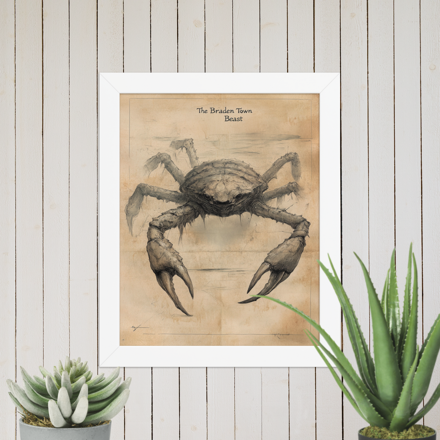 The Braden Town Beast Framed Poster, Florida Cryptid Art, Coastal Folklore Wall Art