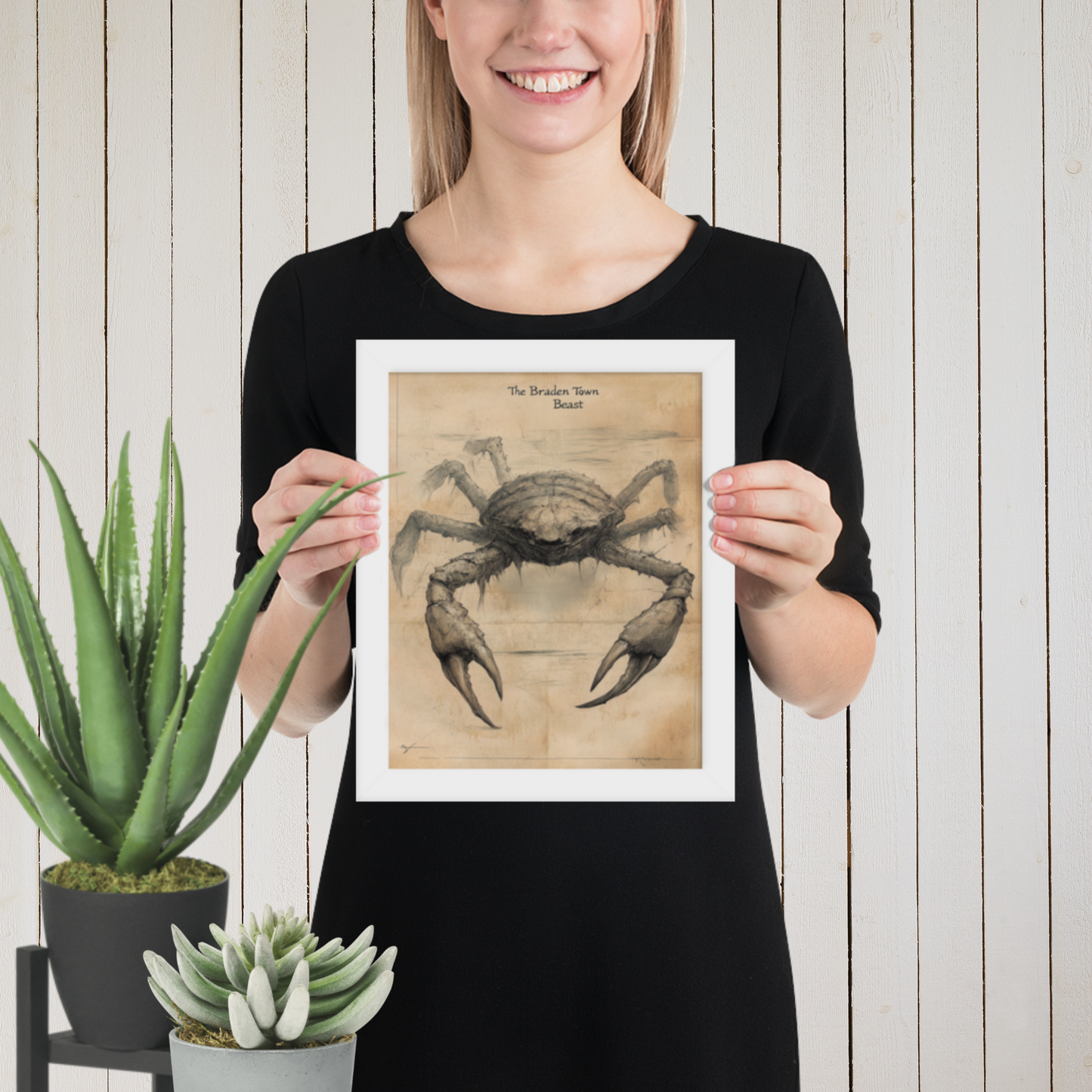 The Braden Town Beast Framed Poster, Florida Cryptid Art, Coastal Folklore Wall Art