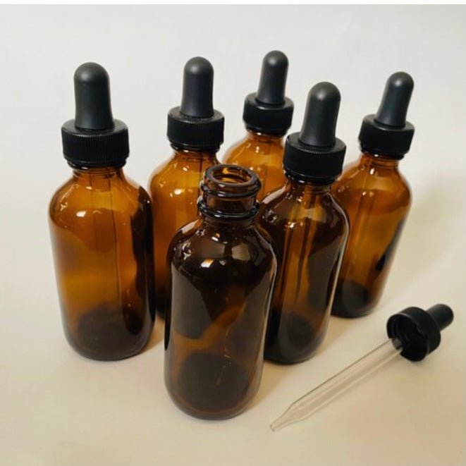 Amber Dropper Bottles with Glass Dropper, 2 oz.