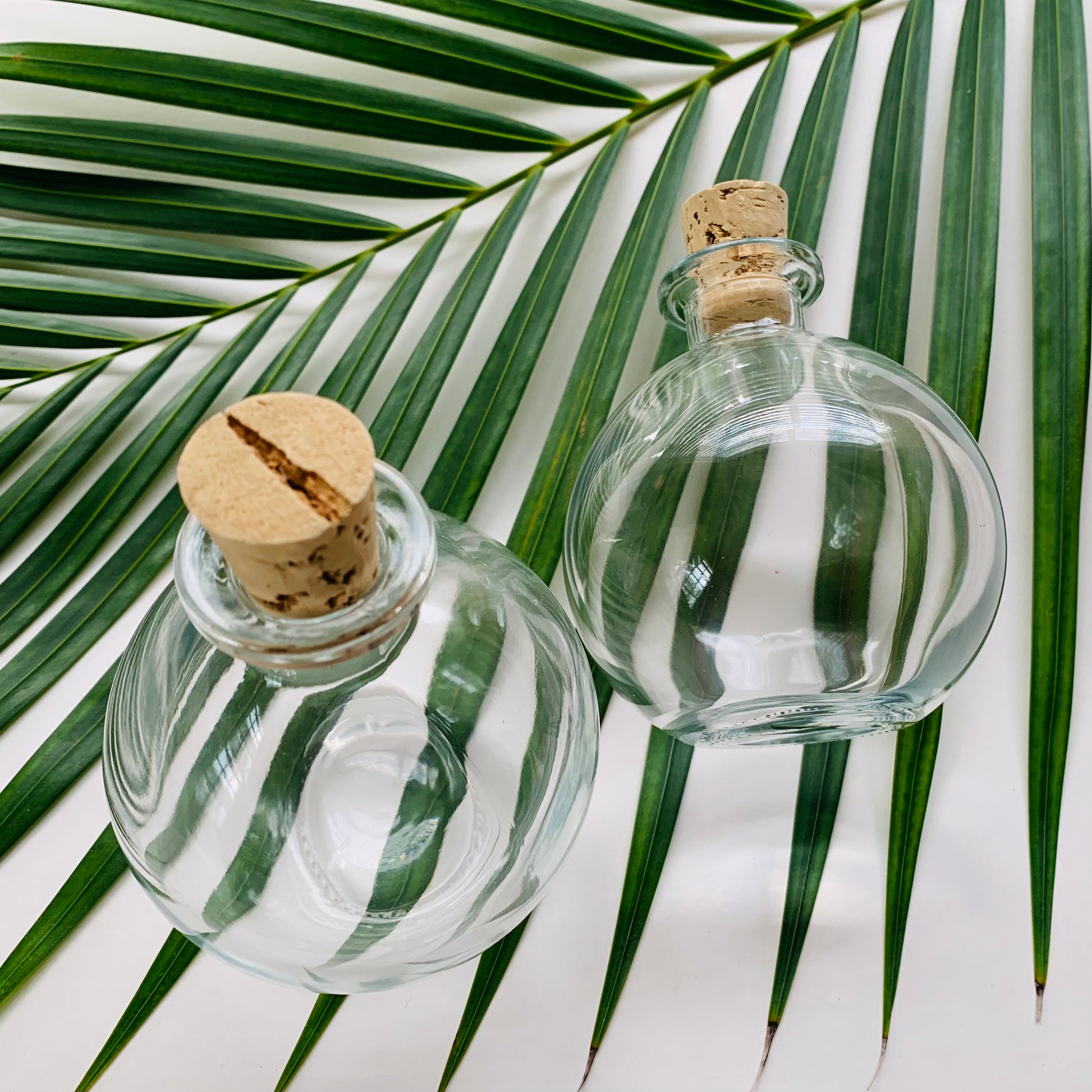 Decorative Glass Bottle with Cork Stopper (9 oz. Potion Bottles / 2 Pcs)