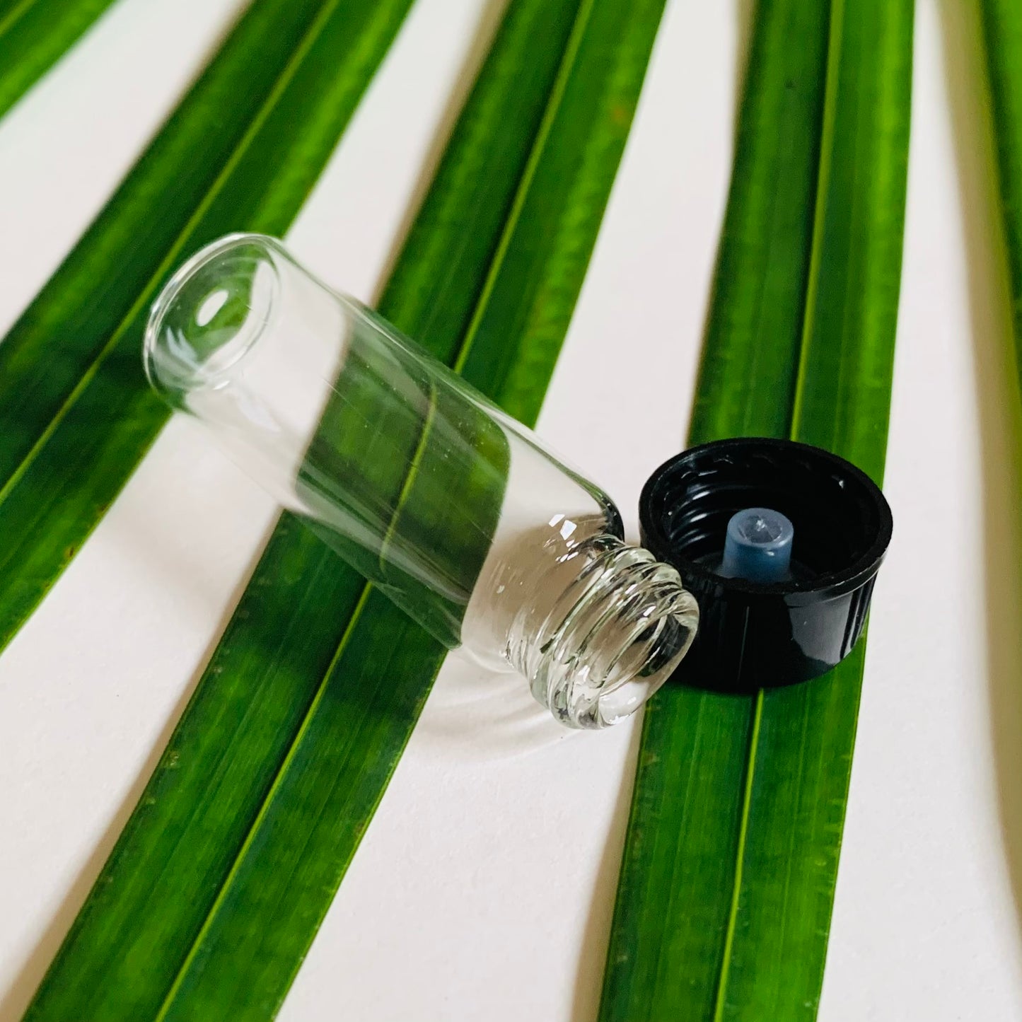 1 Dram Clear Vial with Cone Liner Black Caps