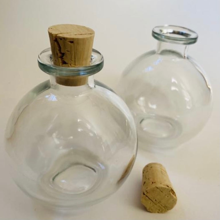 Tessco 3 Pcs 8.5 oz Spherical Potion Bottles Round Glass Bottles with Cork  St